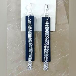 🐸 Handmade Leather and Chain Earrings on Sterling Silver Earwires